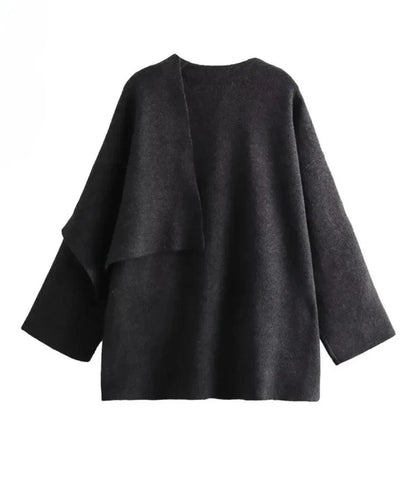 Women's oversized wool wrap coat in three colours: burgundy, charcoal, taupe