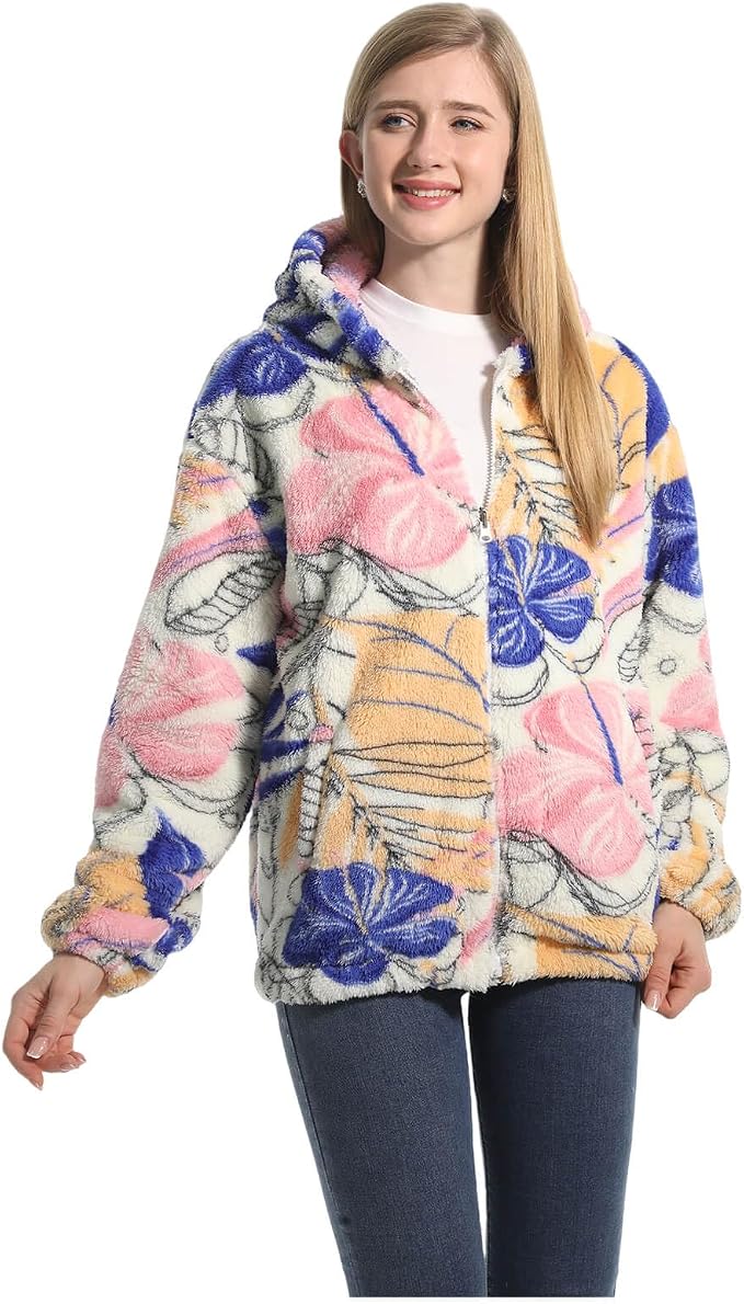 Detail of elasticated cuffs on women's teddy fleece jacket