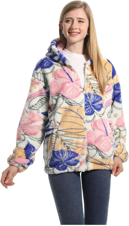 Detail of elasticated cuffs on women's teddy fleece jacket