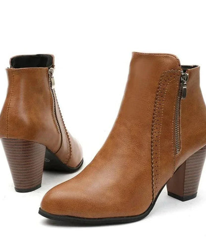 Serena women's ankle boots in black and cognac side by side comparison