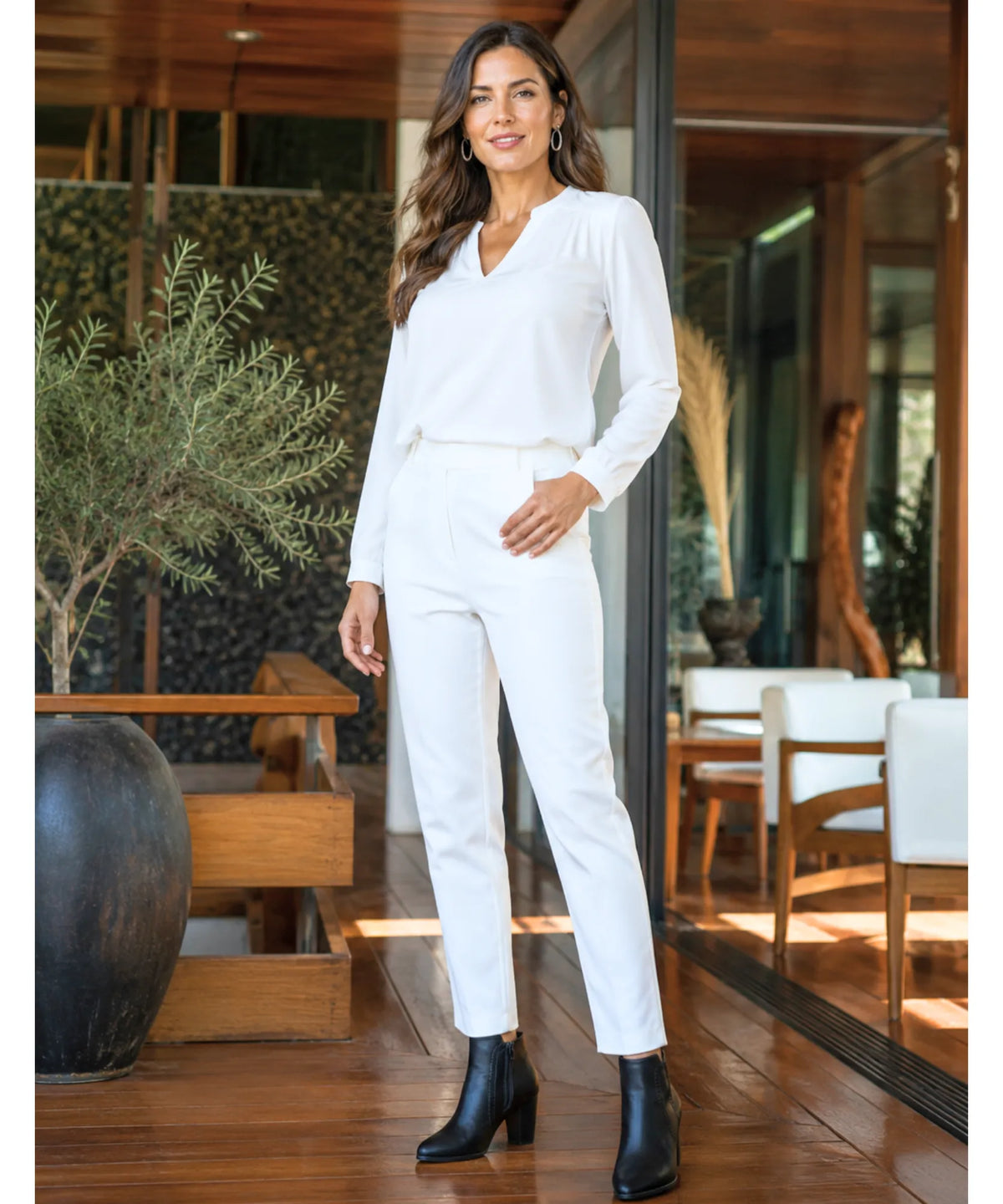 Serena ankle boots in cognac paired with dark denim jeans
