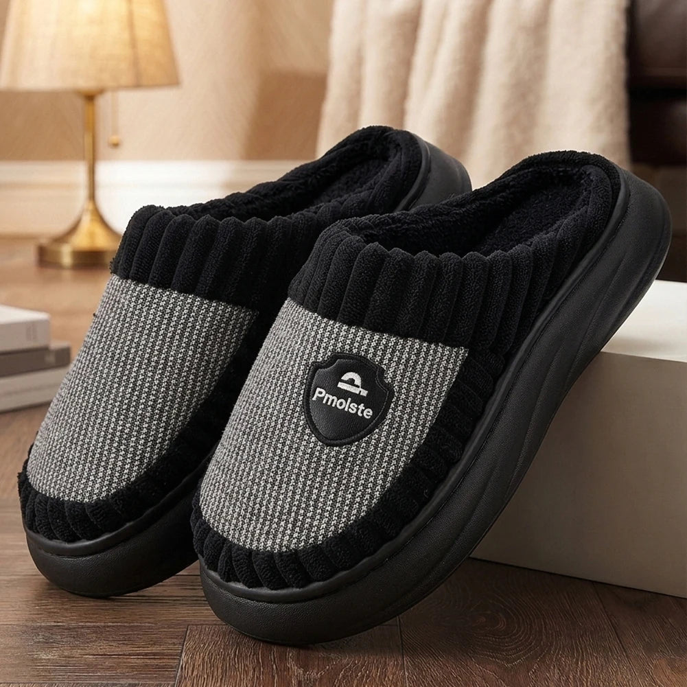 Calla women's warm slip-on house slippers with thick sole in black