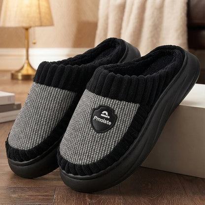 Calla women's warm slip-on house slippers with thick sole in black