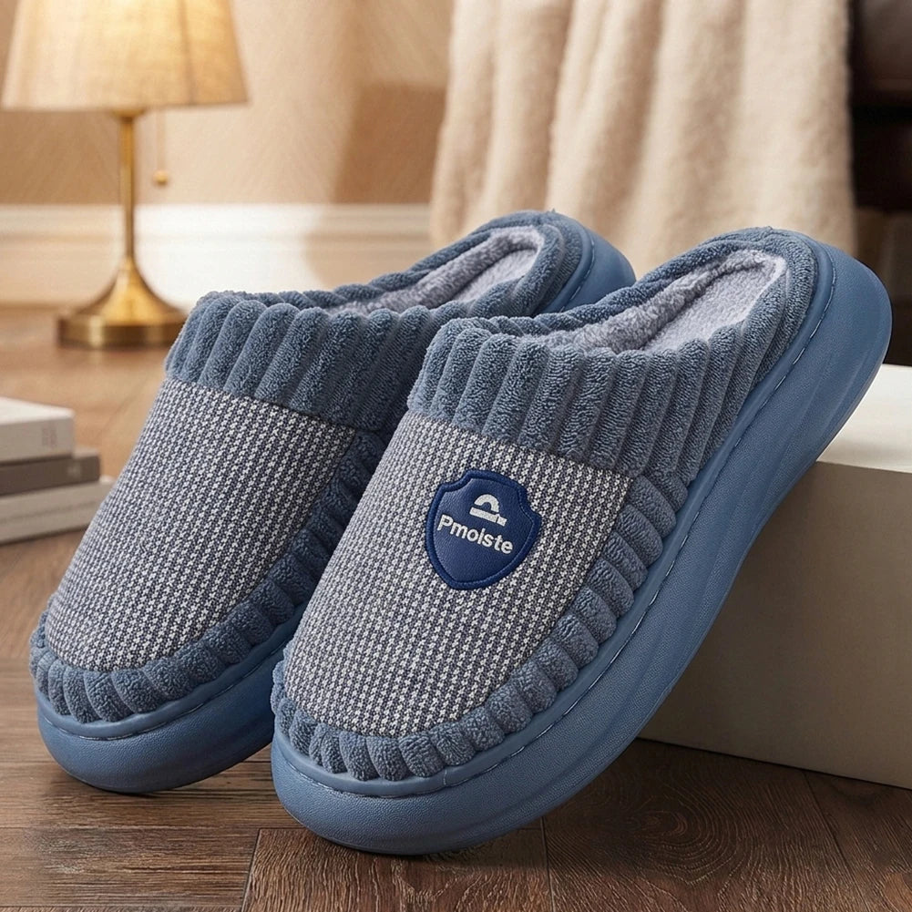 Side view of Calla women's house slippers showing textured upper and thick sole