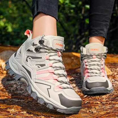 Venza hiking shoes synthetic leather upper close-up