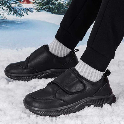 Women's black nursing sneakers with faux fur lining detail