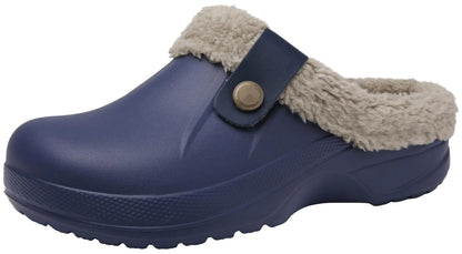Side view of Wren slippers showing medium heel height of 3 to 5 cm