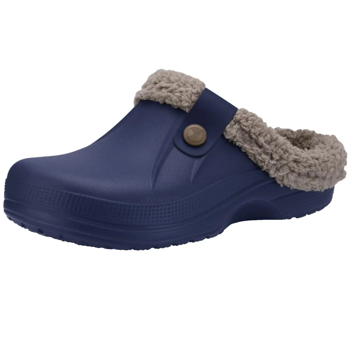 Wren black winter slippers with turned-edge cuff detail close-up