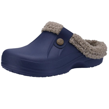 Wren black winter slippers with turned-edge cuff detail close-up